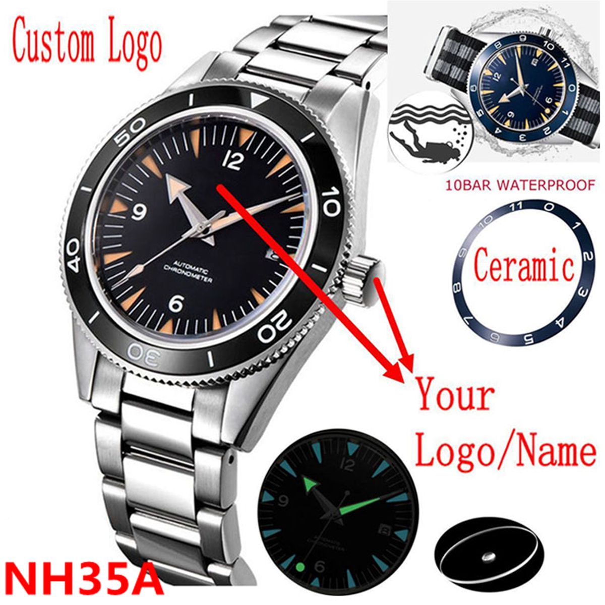Custom Logo NH35 Movement Watc - Luxury Watch Uk recension och pris