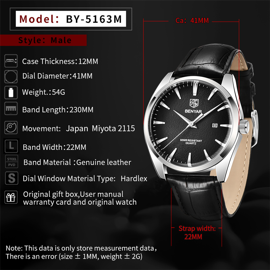 Benyar 5163 Top Brand Luxury M - Luxury Watch German recension och pris