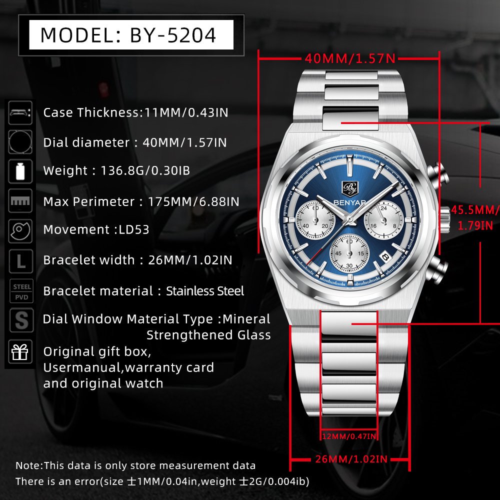 BENYAR 40MM Men's Multifunctio - Luxury Watch Second Hand recension och pris