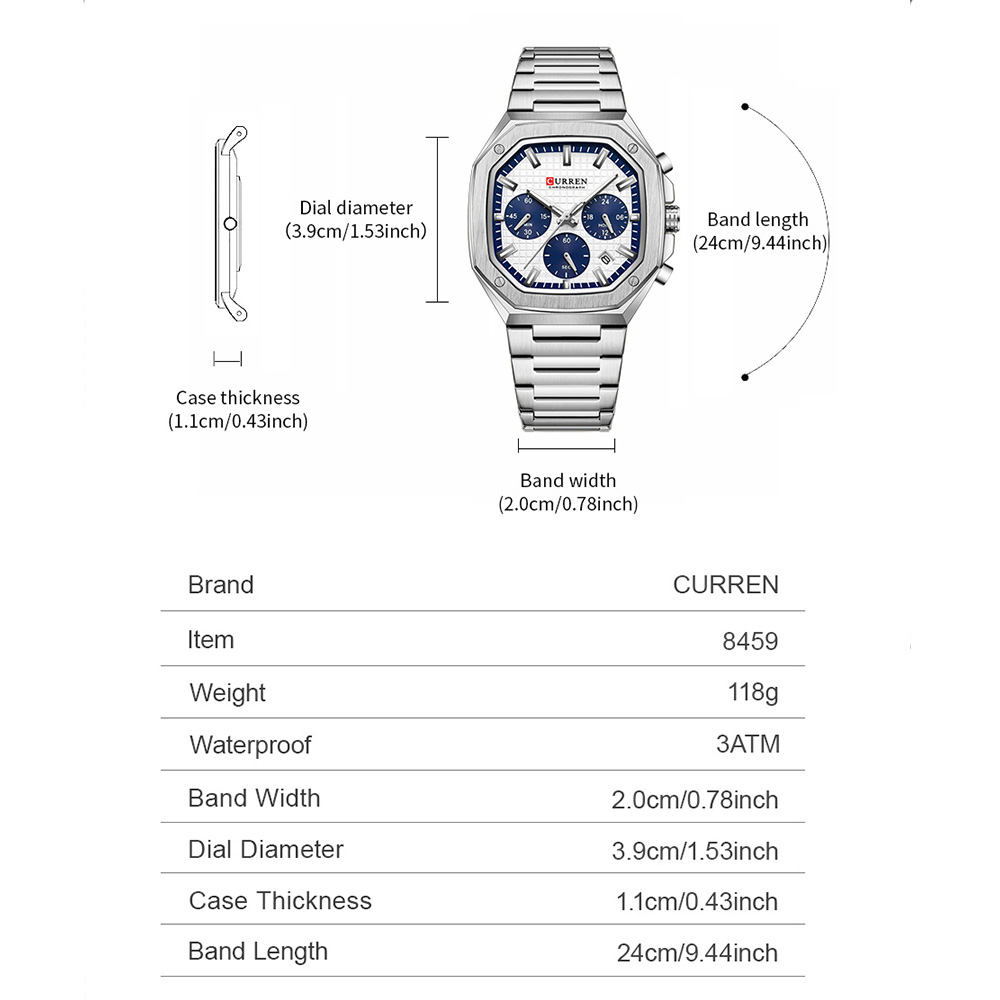 CURREN Luxury Square Chrono Wa - Luxury Watch Design recension och pris
